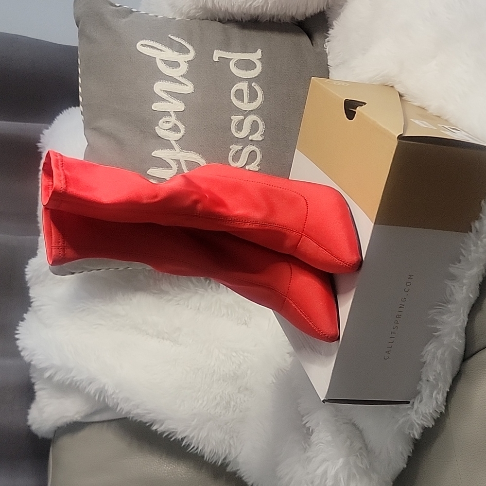 Brand New Heeled Bright red boots